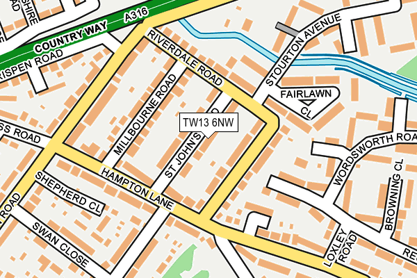 TW13 6NW map - OS OpenMap – Local (Ordnance Survey) TW13 6NW map - OS OpenMap – Local (Ordnance Survey)