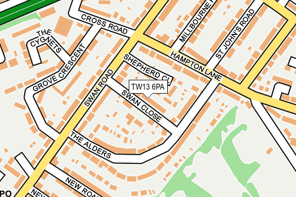 TW13 6PA map - OS OpenMap – Local (Ordnance Survey) TW13 6PA map - OS OpenMap – Local (Ordnance Survey)