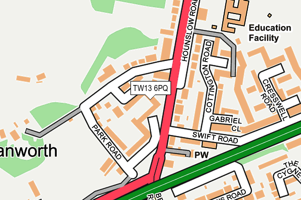 TW13 6PQ map - OS OpenMap – Local (Ordnance Survey)