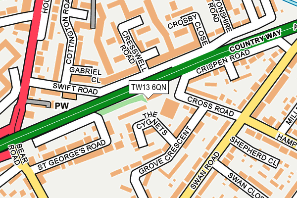 TW13 6QN map - OS OpenMap – Local (Ordnance Survey) TW13 6QN map - OS OpenMap – Local (Ordnance Survey)