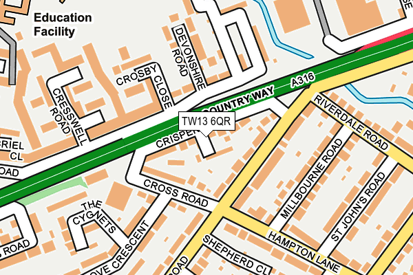 TW13 6QR map - OS OpenMap – Local (Ordnance Survey) TW13 6QR map - OS OpenMap – Local (Ordnance Survey)
