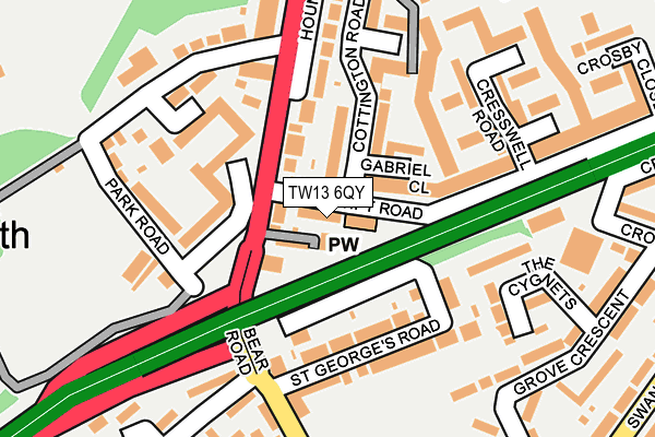 TW13 6QY map - OS OpenMap – Local (Ordnance Survey)