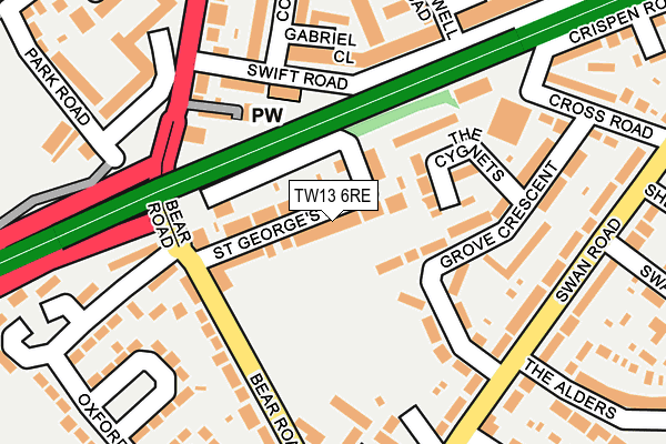 TW13 6RE map - OS OpenMap – Local (Ordnance Survey) TW13 6RE map - OS OpenMap – Local (Ordnance Survey)