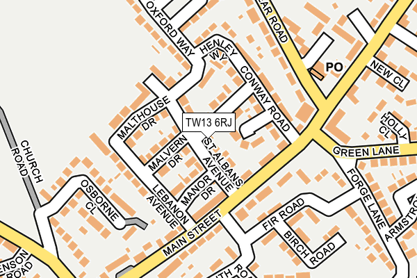 TW13 6RJ map - OS OpenMap – Local (Ordnance Survey) TW13 6RJ map - OS OpenMap – Local (Ordnance Survey)