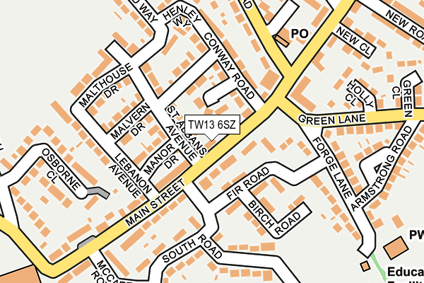 TW13 6SZ map - OS OpenMap – Local (Ordnance Survey) TW13 6SZ map - OS OpenMap – Local (Ordnance Survey)