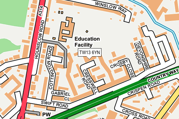 TW13 6YN map - OS OpenMap – Local (Ordnance Survey) TW13 6YN map - OS OpenMap – Local (Ordnance Survey)