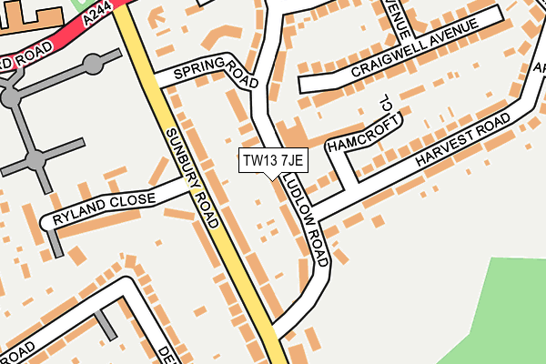 TW13 7JE map - OS OpenMap – Local (Ordnance Survey) TW13 7JE map - OS OpenMap – Local (Ordnance Survey)