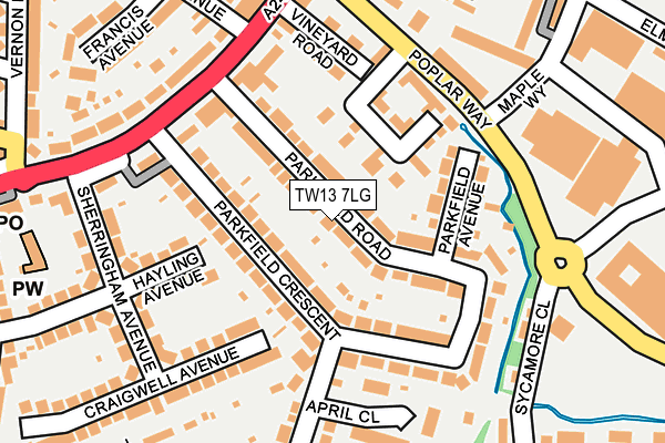 TW13 7LG map - OS OpenMap – Local (Ordnance Survey) TW13 7LG map - OS OpenMap – Local (Ordnance Survey)