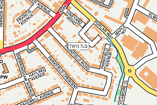 TW13 7LQ map - OS OpenMap – Local (Ordnance Survey) TW13 7LQ map - OS OpenMap – Local (Ordnance Survey)
