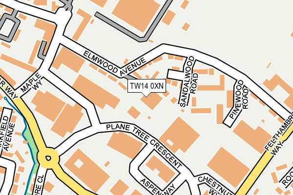 TW14 0XN map - OS OpenMap – Local (Ordnance Survey) TW14 0XN map - OS OpenMap – Local (Ordnance Survey)