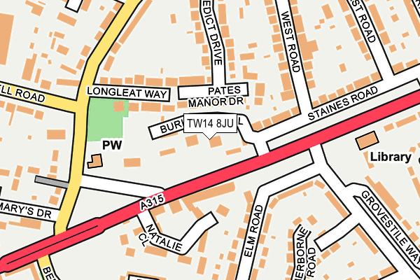TW14 8JU map - OS OpenMap – Local (Ordnance Survey) TW14 8JU map - OS OpenMap – Local (Ordnance Survey)