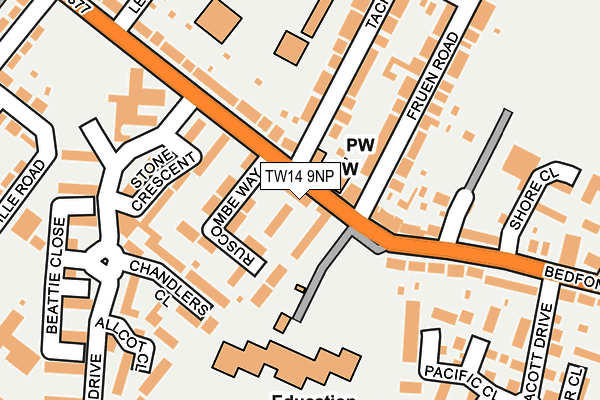 TW14 9NP map - OS OpenMap – Local (Ordnance Survey) TW14 9NP map - OS OpenMap – Local (Ordnance Survey)