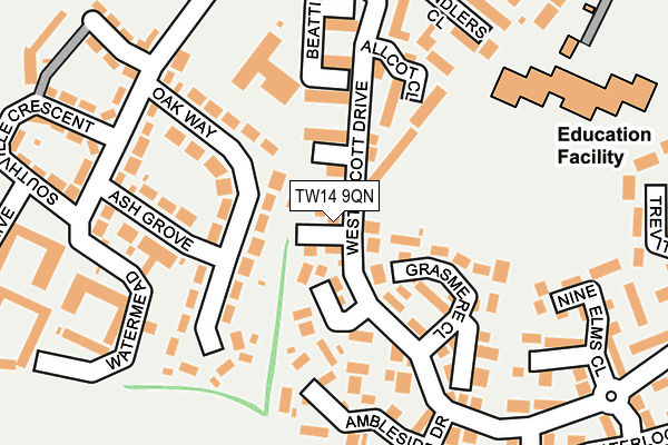 TW14 9QN map - OS OpenMap – Local (Ordnance Survey) TW14 9QN map - OS OpenMap – Local (Ordnance Survey)
