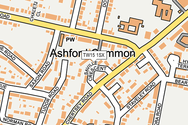 TW15 1SX map - OS OpenMap – Local (Ordnance Survey) TW15 1SX map - OS OpenMap – Local (Ordnance Survey)