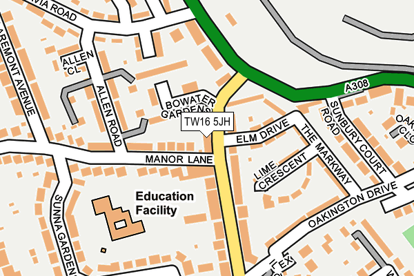 TW16 5JH map - OS OpenMap – Local (Ordnance Survey)