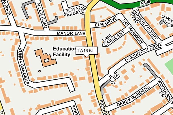 TW16 5JL map - OS OpenMap – Local (Ordnance Survey)