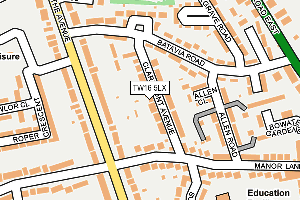 TW16 5LX map - OS OpenMap – Local (Ordnance Survey)