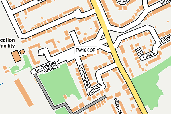 TW16 6QP map - OS OpenMap – Local (Ordnance Survey) TW16 6QP map - OS OpenMap – Local (Ordnance Survey)