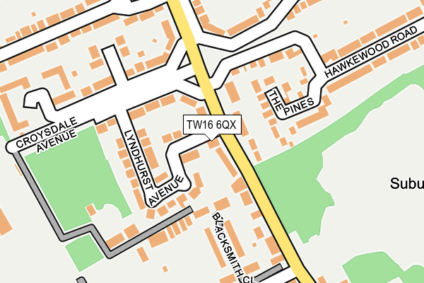 TW16 6QX map - OS OpenMap – Local (Ordnance Survey) TW16 6QX map - OS OpenMap – Local (Ordnance Survey)