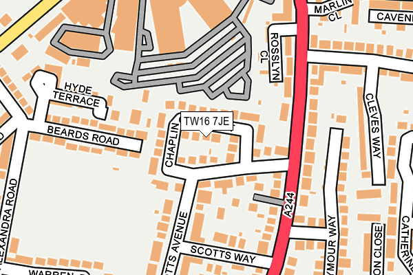 TW16 7JE map - OS OpenMap – Local (Ordnance Survey) TW16 7JE map - OS OpenMap – Local (Ordnance Survey)