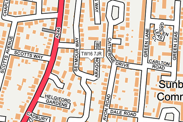 TW16 7JR map - OS OpenMap – Local (Ordnance Survey)