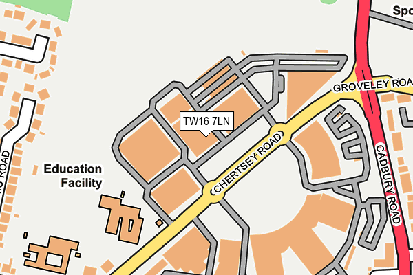TW16 7LN map - OS OpenMap – Local (Ordnance Survey) TW16 7LN map - OS OpenMap – Local (Ordnance Survey)