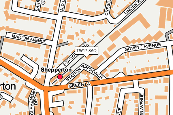 TW17 8AQ map - OS OpenMap – Local (Ordnance Survey) TW17 8AQ map - OS OpenMap – Local (Ordnance Survey)