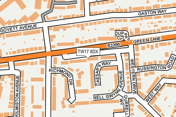 TW17 8DX map - OS OpenMap – Local (Ordnance Survey) TW17 8DX map - OS OpenMap – Local (Ordnance Survey)