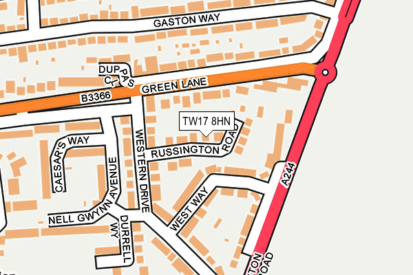 TW17 8HN map - OS OpenMap – Local (Ordnance Survey) TW17 8HN map - OS OpenMap – Local (Ordnance Survey)