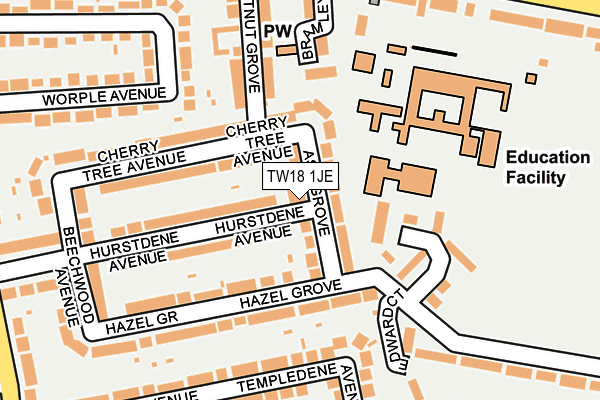 TW18 1JE map - OS OpenMap – Local (Ordnance Survey) TW18 1JE map - OS OpenMap – Local (Ordnance Survey)