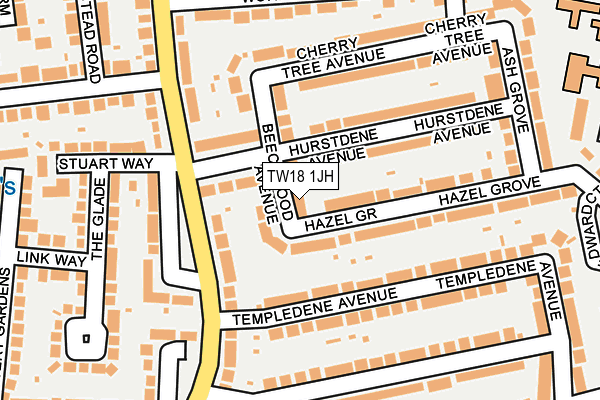 TW18 1JH map - OS OpenMap – Local (Ordnance Survey) TW18 1JH map - OS OpenMap – Local (Ordnance Survey)
