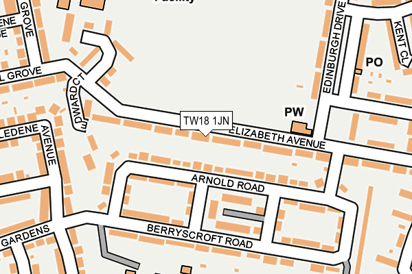 TW18 1JN map - OS OpenMap – Local (Ordnance Survey)