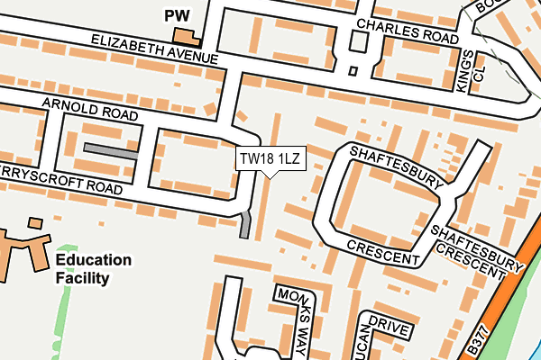 TW18 1LZ map - OS OpenMap – Local (Ordnance Survey) TW18 1LZ map - OS OpenMap – Local (Ordnance Survey)