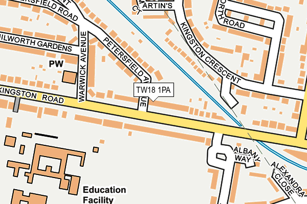 TW18 1PA map - OS OpenMap – Local (Ordnance Survey) TW18 1PA map - OS OpenMap – Local (Ordnance Survey)