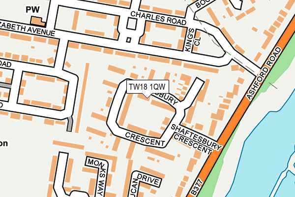 TW18 1QW map - OS OpenMap – Local (Ordnance Survey) TW18 1QW map - OS OpenMap – Local (Ordnance Survey)