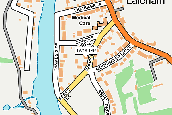 TW18 1SP map - OS OpenMap – Local (Ordnance Survey) TW18 1SP map - OS OpenMap – Local (Ordnance Survey)