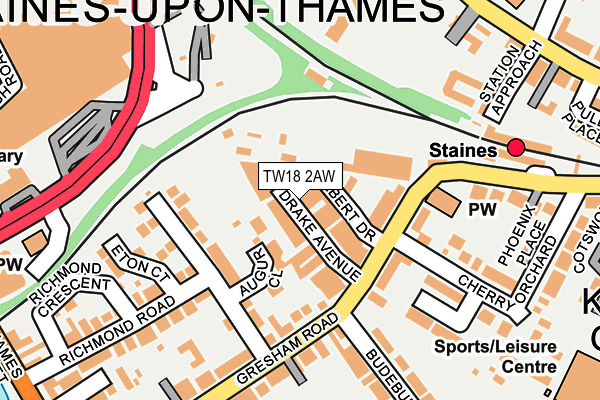 TW18 2AW map - OS OpenMap – Local (Ordnance Survey) TW18 2AW map - OS OpenMap – Local (Ordnance Survey)