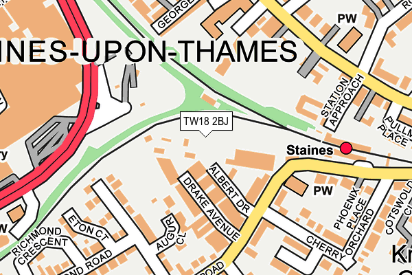 TW18 2BJ map - OS OpenMap – Local (Ordnance Survey) TW18 2BJ map - OS OpenMap – Local (Ordnance Survey)