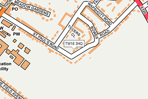 TW18 3HQ map - OS OpenMap – Local (Ordnance Survey) TW18 3HQ map - OS OpenMap – Local (Ordnance Survey)