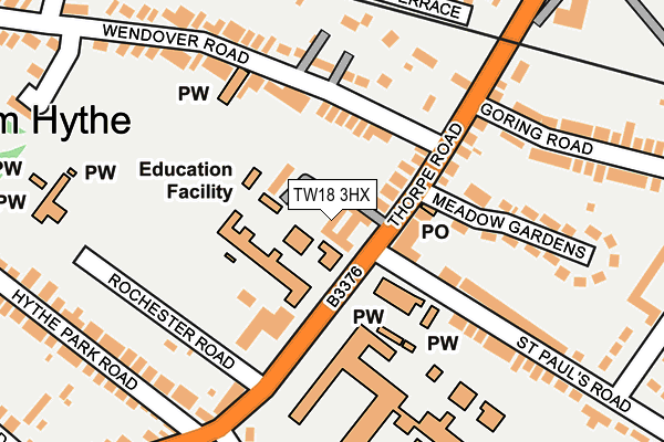 TW18 3HX map - OS OpenMap – Local (Ordnance Survey) TW18 3HX map - OS OpenMap – Local (Ordnance Survey)