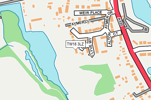 TW18 3LZ map - OS OpenMap – Local (Ordnance Survey) TW18 3LZ map - OS OpenMap – Local (Ordnance Survey)