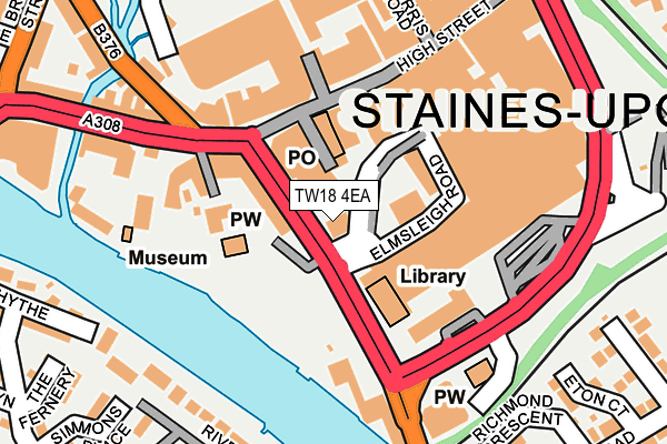 TW18 4EA map - OS OpenMap – Local (Ordnance Survey) TW18 4EA map - OS OpenMap – Local (Ordnance Survey)