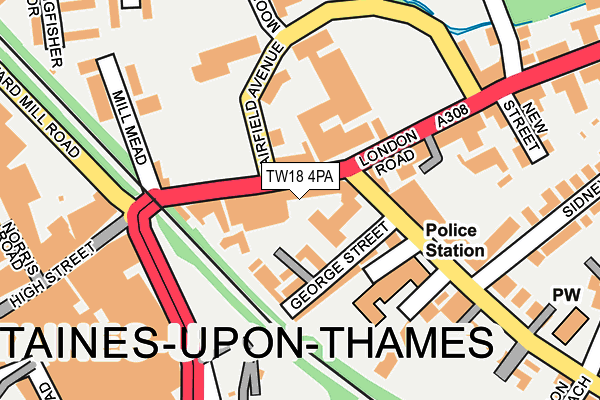 TW18 4PA map - OS OpenMap – Local (Ordnance Survey) TW18 4PA map - OS OpenMap – Local (Ordnance Survey)