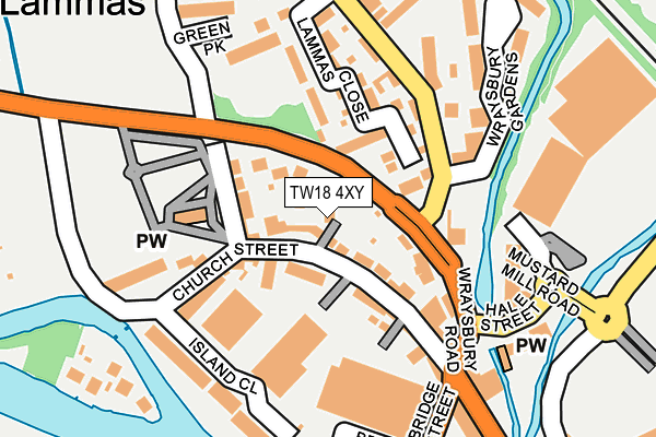 TW18 4XY map - OS OpenMap – Local (Ordnance Survey) TW18 4XY map - OS OpenMap – Local (Ordnance Survey)