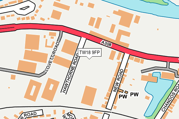TW18 9FP map - OS OpenMap – Local (Ordnance Survey) TW18 9FP map - OS OpenMap – Local (Ordnance Survey)
