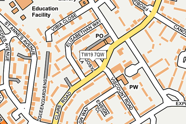 TW19 7QW map - OS OpenMap – Local (Ordnance Survey) TW19 7QW map - OS OpenMap – Local (Ordnance Survey)