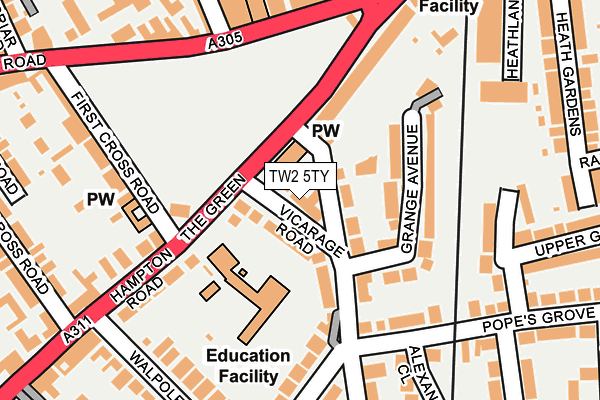TW2 5TY map - OS OpenMap – Local (Ordnance Survey) TW2 5TY map - OS OpenMap – Local (Ordnance Survey)
