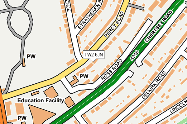 TW2 6JN map - OS OpenMap – Local (Ordnance Survey) TW2 6JN map - OS OpenMap – Local (Ordnance Survey)