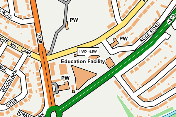 TW2 6JW map - OS OpenMap – Local (Ordnance Survey) TW2 6JW map - OS OpenMap – Local (Ordnance Survey)