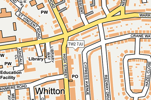 TW2 7JU map - OS OpenMap – Local (Ordnance Survey) TW2 7JU map - OS OpenMap – Local (Ordnance Survey)